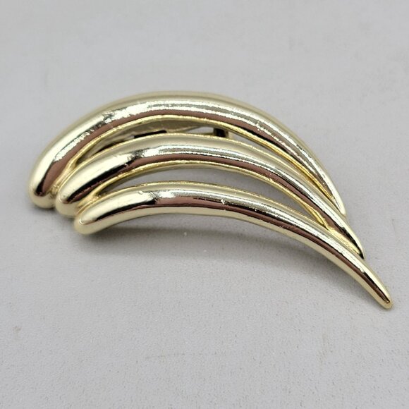 Piscitelli Jewelry - Piscitelli Modernist Gold Tone Curved Brooch Vintage Signed